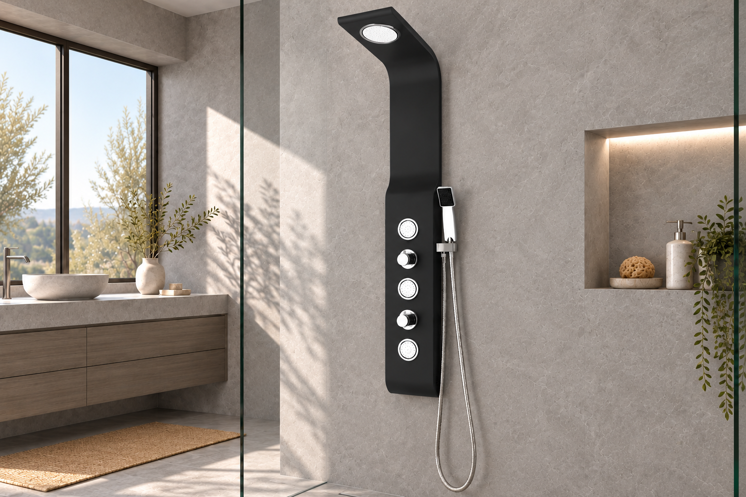 Coluna de hidromassagem Girona em ambiente de casa de banho