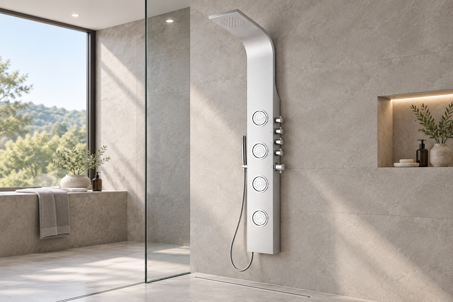 Coluna de hidromassagem Toledo em ambiente de casa de banho