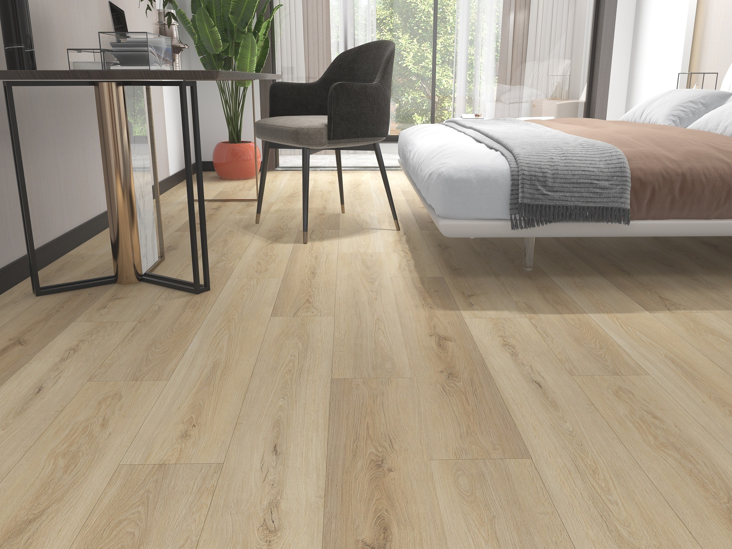 Pavimento SPC Cinnamon num ambiente contemporâneo