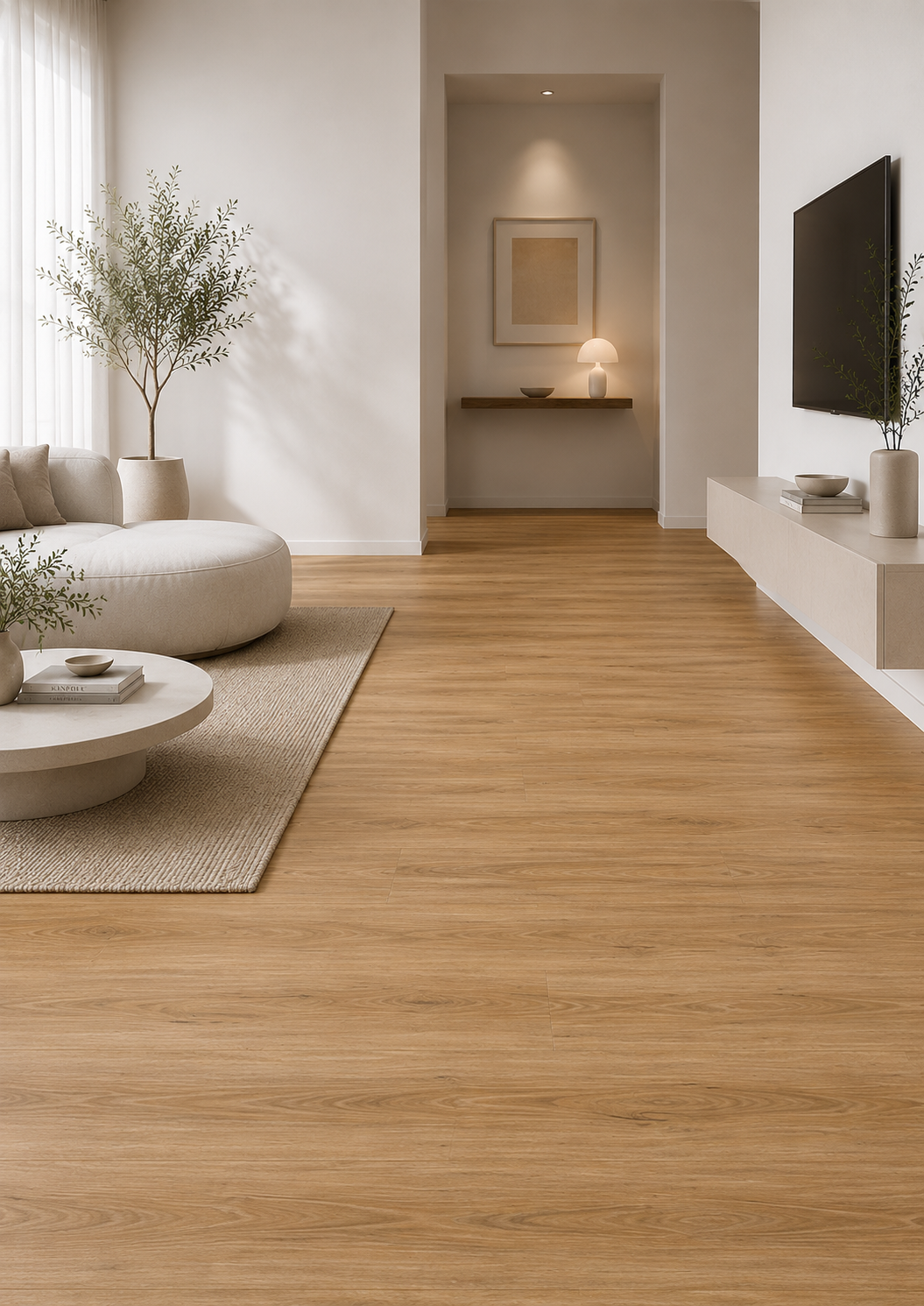 Pavimento SPC nutmeg num ambiente contemporâneo